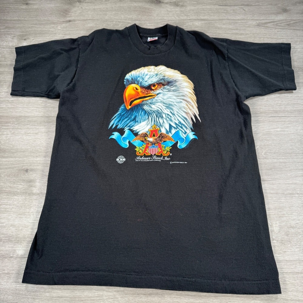 VTG 90s Bald Eagle Anheuser-Busch T-shirt graphic tee size L 1991